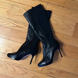 Elegant Black Leather Knee-High Boots